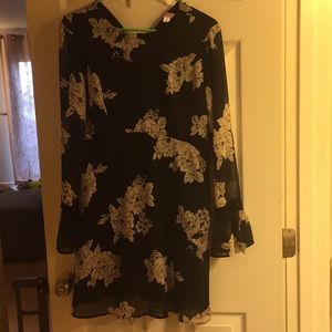 Floral black and white dress